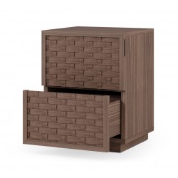MESITA DE NOCHE DE MADERA BORNEO 40 CON 2 CAJONES PARA DORMITORIO ESTILO NATURAL