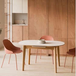 MESA DE COMEDOR EXTENSIBLE DE PORCELÁNICO VELMA PARA COMEDOR ESTILO NÓRDICO