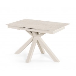MESA EXTENSIBLE DE PORCELÁNICO TRAVERTINO LORI PARA COMEDOR ESTILO CONTEMPORÁNEO