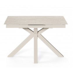 MESA EXTENSIBLE DE PORCELÁNICO TRAVERTINO LORI PARA COMEDOR ESTILO CONTEMPORÁNEO