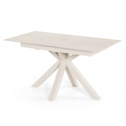 MESA EXTENSIBLE DE PORCELÁNICO TRAVERTINO LORI PARA COMEDOR ESTILO CONTEMPORÁNEO
