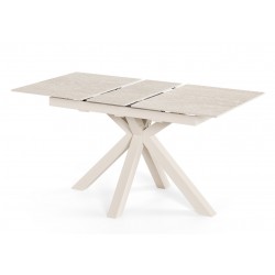 MESA EXTENSIBLE DE PORCELÁNICO TRAVERTINO LORI PARA COMEDOR ESTILO CONTEMPORÁNEO