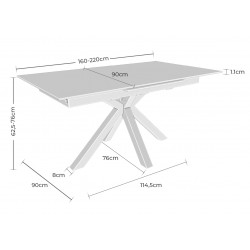 MESA EXTENSIBLE DE PORCELÁNICO TRAVERTINO LORI PARA COMEDOR ESTILO CONTEMPORÁNEO
