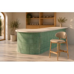 TABURETE DE MADERA DE HAYA TAPIZADO EN TELA ANTIMANCHAS RENZO PARA BARRA DE COCINA ESTILO NÓRDICO