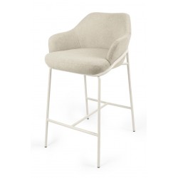 TABURETE DE TEJIDO ANTIMANCHAS THOMAS CON PATAS BEIGE PARA BARRA O COCINA DE ESTILO CONTEMPORÁNEO