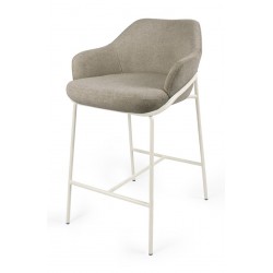 TABURETE DE TEJIDO ANTIMANCHAS THOMAS CON PATAS BEIGE PARA BARRA O COCINA DE ESTILO CONTEMPORÁNEO