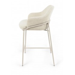 TABURETE DE TEJIDO ANTIMANCHAS THOMAS CON PATAS BEIGE PARA BARRA O COCINA DE ESTILO CONTEMPORÁNEO