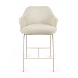 TABURETE DE TEJIDO ANTIMANCHAS THOMAS CON PATAS BEIGE PARA BARRA O COCINA DE ESTILO CONTEMPORÁNEO