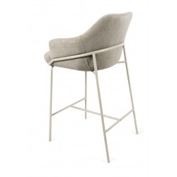 TABURETE DE TEJIDO ANTIMANCHAS THOMAS CON PATAS BEIGE PARA BARRA O COCINA DE ESTILO CONTEMPORÁNEO
