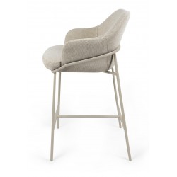 TABURETE DE TEJIDO ANTIMANCHAS THOMAS CON PATAS BEIGE PARA BARRA O COCINA DE ESTILO CONTEMPORÁNEO