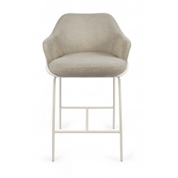 TABURETE DE TEJIDO ANTIMANCHAS THOMAS CON PATAS BEIGE PARA BARRA O COCINA DE ESTILO CONTEMPORÁNEO