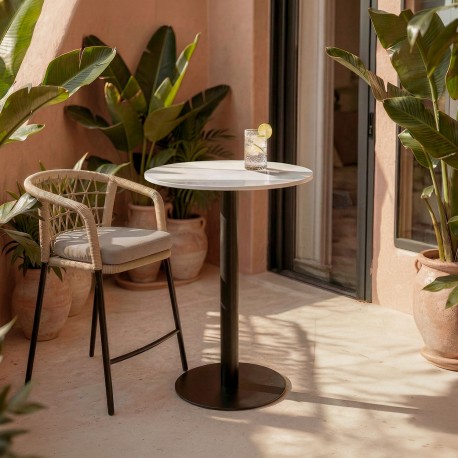 MESA ALTA DE PORCELÁNICO Y METAL LYA PARA COCINA O ZONA DE BARRA ESTILO MODERNO