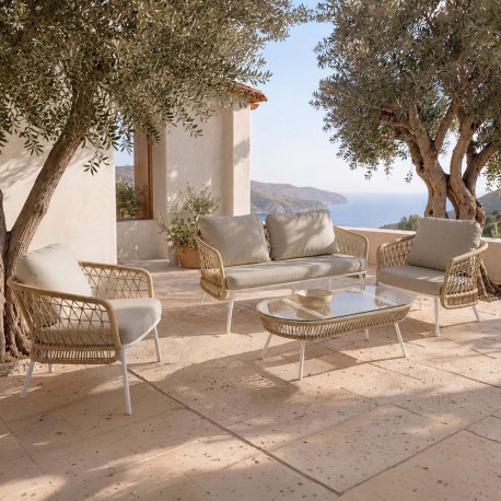 CONJUNTO DE JARDÍN ODESA (SOFA + 2 SILLONES + MESITA)