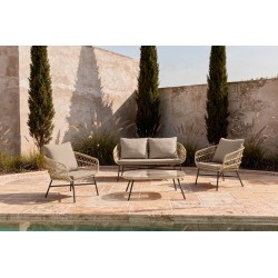 CONJUNTO DE JARDÍN PERUGIA NATURAL (SOFA + 2 SILLONES + MESITA)