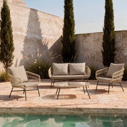 CONJUNTO DE JARDÍN PERUGIA NATURAL (SOFA + 2 SILLONES + MESITA)