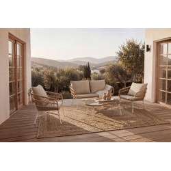 CONJUNTO DE JARDÍN PERUGIA NATURAL (SOFA + 2 SILLONES + MESITA)