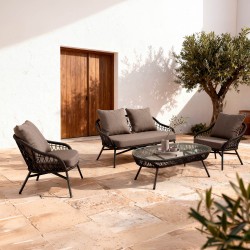 CONJUNTO DE JARDÍN SALONICA (SOFA + 2 SILLONES + MESITA)