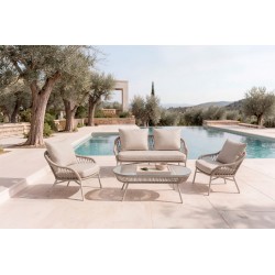 CONJUNTO DE JARDÍN SALONICA (SOFA + 2 SILLONES + MESITA)