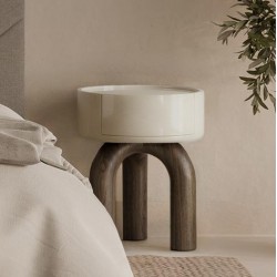 MESITA AUXILIAR DE MDF LACADO O CHAPA MADERA ARNOLD PARA DORMITORIO ESTILO CONTEMPORÁNEO