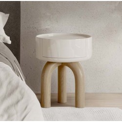 MESITA AUXILIAR DE MDF LACADO O CHAPA MADERA ARNOLD PARA DORMITORIO ESTILO CONTEMPORÁNEO