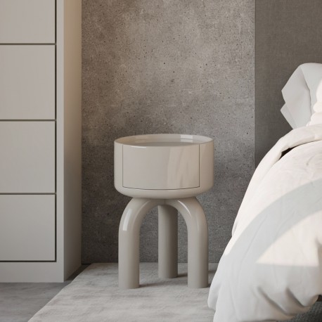 MESITA AUXILIAR DE MDF LACADO O CHAPA MADERA ARNOLD PARA DORMITORIO ESTILO CONTEMPORÁNEO