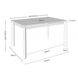 MESA EXTENSIBLE CONSTANCE CON TAPA DE PORCELÁNICO