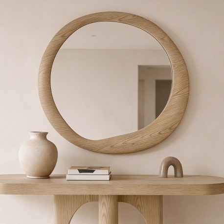 ESPEJO DE PARED CON MARCO DE MADERA BERLÍN PARA RECIBIDOR ESTILO NÓRDICO