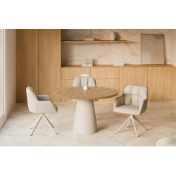 SILLA TAPIZADA CON PATAS METÁLICAS BEIGE TAIMI PARA COMEDOR ESTILO CONTEMPORÁNEO