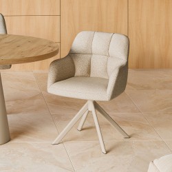 SILLA TAPIZADA CON PATAS METÁLICAS BEIGE TAIMI PARA COMEDOR ESTILO CONTEMPORÁNEO