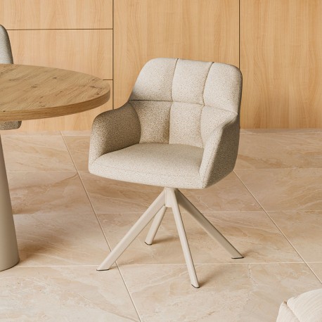 SILLA TAPIZADA CON PATAS METÁLICAS BEIGE TAIMI PARA COMEDOR ESTILO CONTEMPORÁNEO