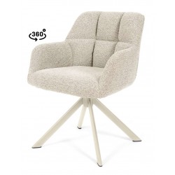 SILLA TAPIZADA CON PATAS METÁLICAS BEIGE TAIMI PARA COMEDOR ESTILO CONTEMPORÁNEO