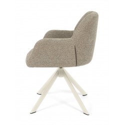 SILLA TAPIZADA CON PATAS METÁLICAS BEIGE TAIMI PARA COMEDOR ESTILO CONTEMPORÁNEO