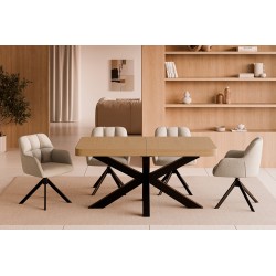 SILLA TAPIZADA CON PATAS METÁLICAS NEGRAS TAIMI PARA COMEDOR ESTILO CONTEMPORÁNEO