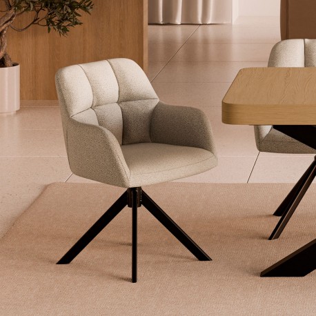 SILLA TAPIZADA CON PATAS METÁLICAS NEGRAS TAIMI PARA COMEDOR ESTILO CONTEMPORÁNEO