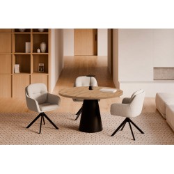 SILLA TAPIZADA CON PATAS METÁLICAS NEGRAS SILVI PARA COMEDOR ESTILO CONTEMPORÁNEO