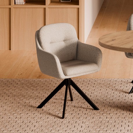 SILLA TAPIZADA CON PATAS METÁLICAS NEGRAS SILVI PARA COMEDOR ESTILO CONTEMPORÁNEO