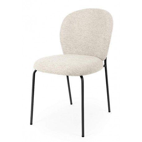 SILLA TAPIZADA ANTIMANCHAS CON ESTRUCTURA METÁLICA NEGRA RIONA PARA COMEDOR ESTILO CONTEMPORÁNEO