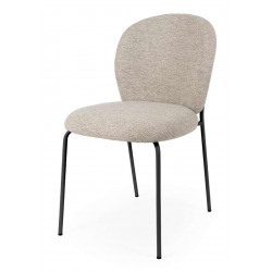 SILLA TAPIZADA ANTIMANCHAS CON ESTRUCTURA METÁLICA NEGRA RIONA PARA COMEDOR ESTILO CONTEMPORÁNEO