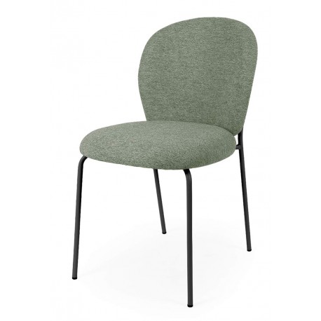 SILLA TAPIZADA ANTIMANCHAS CON ESTRUCTURA METÁLICA NEGRA RIONA PARA COMEDOR ESTILO CONTEMPORÁNEO
