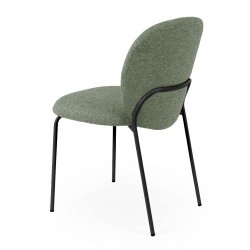 SILLA TAPIZADA ANTIMANCHAS CON ESTRUCTURA METÁLICA NEGRA RIONA PARA COMEDOR ESTILO CONTEMPORÁNEO