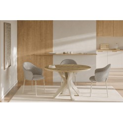 SILLA TAPIZADA EN POLIÉSTER CON PATAS BEIGE MIRABELLA PARA COMEDOR ESTILO CONTEMPORÁNEO