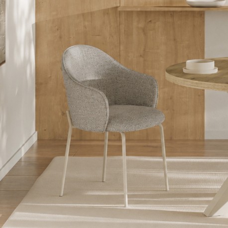SILLA TAPIZADA EN POLIÉSTER CON PATAS BEIGE MIRABELLA PARA COMEDOR ESTILO CONTEMPORÁNEO