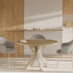MESA BEVERLY DE CHAPA ROBLE Y ACERO