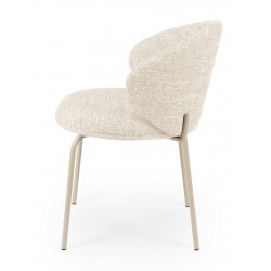 SILLA TAPIZADA EN POLIÉSTER LISBET CON PATAS BEIGE PARA COMEDOR ESTILO CONTEMPORÁNEO