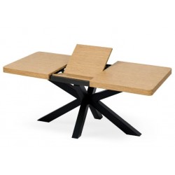 MESA DE COMEDOR DE CHAPA DE ROBLE GLADYS EXTENSIBLE PARA COMEDOR ESTILO INDUSTRIAL