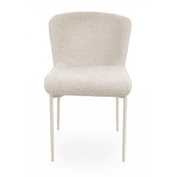 SILLA TAPIZADA EN POLIÉSTER ANTIMANCHAS CON PATAS BEIGE ZOEY PARA COMEDOR ESTILO MODERNO