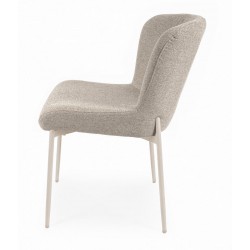 SILLA TAPIZADA EN POLIÉSTER ANTIMANCHAS CON PATAS BEIGE ZOEY PARA COMEDOR ESTILO MODERNO