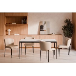 SILLA TAPIZADA EN POLIÉSTER ANTIMANCHAS ZOEY PARA COMEDOR ESTILO MODERNO