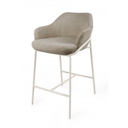 TABURETE DE TEJIDO ANTIMANCHAS THOMAS CON PATAS BEIGE PARA BARRA O COCINA DE ESTILO CONTEMPORÁNEO