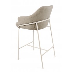 TABURETE DE TEJIDO ANTIMANCHAS THOMAS CON PATAS BEIGE PARA BARRA O COCINA DE ESTILO CONTEMPORÁNEO